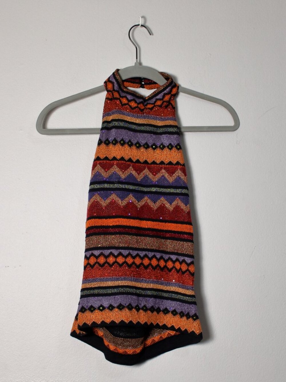 Vintage 90s Knit Halter Top XS Griffith Gray by St John
